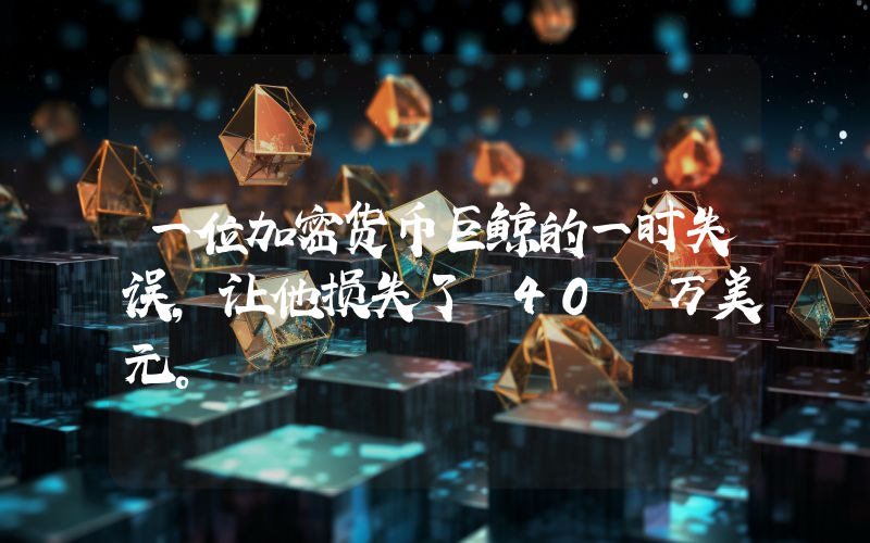 一位加密货币巨鲸的一时失误，让他损失了 40 万美元。