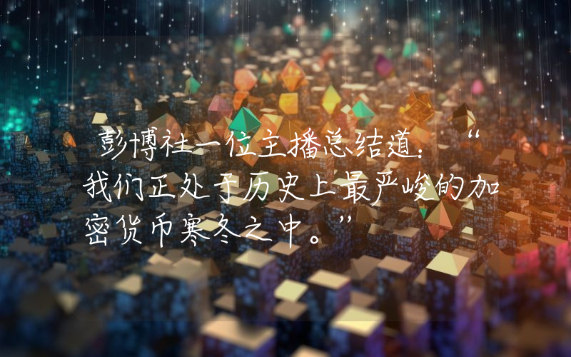 彭博社一位主播总结道：“我们正处于历史上最严峻的加密货币寒冬之中。”