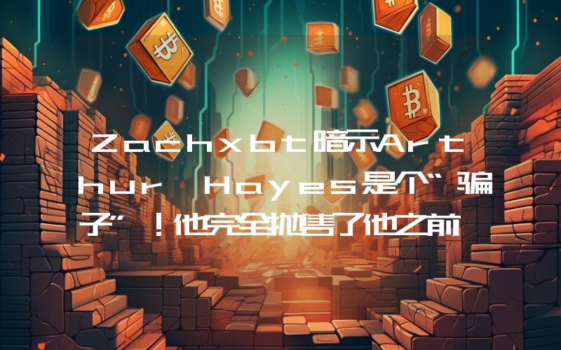 Zachxbt暗示Arthur Hayes是个“骗子”！他完全抛售了他之前一直称赞的山寨币！