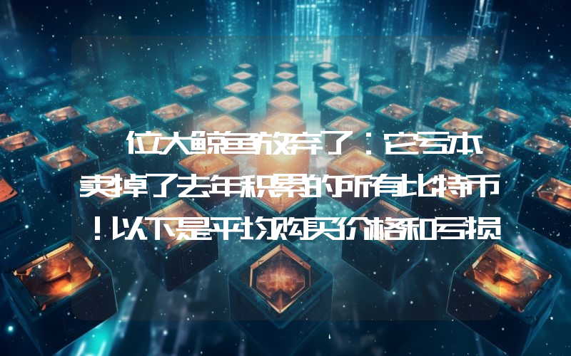 一位大鲸鱼放弃了：它亏本卖掉了去年积累的所有比特币！以下是平均购买价格和亏损额。