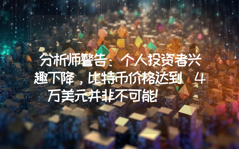 分析师警告：个人投资者兴趣下降，比特币价格达到 4 万美元并非不可能！