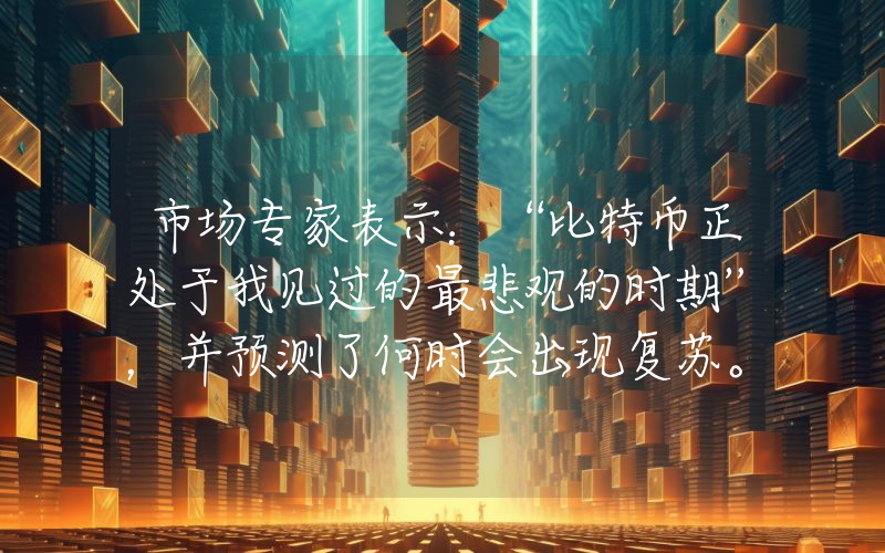 市场专家表示：“比特币正处于我见过的最悲观的时期”，并预测了何时会出现复苏。