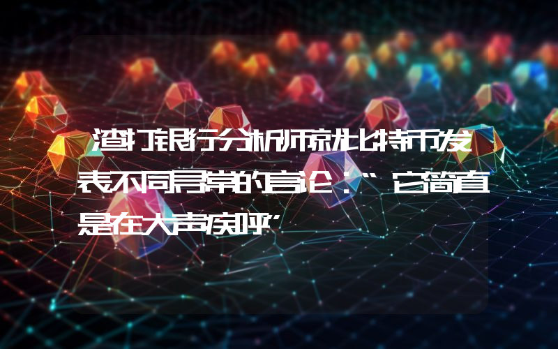 渣打银行分析师就比特币发表不同寻常的言论：“它简直是在大声疾呼”