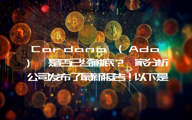 Cardano (Ada) 是否已经触底？一家分析公司发布了最新报告！以下是最新情况。