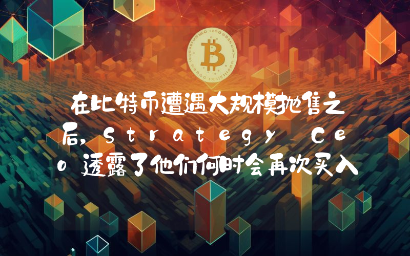 在比特币遭遇大规模抛售之后，Strategy Ceo透露了他们何时会再次买入比特币。