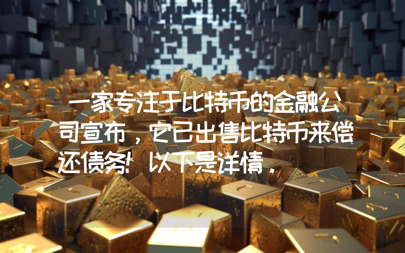 一家专注于比特币的金融公司宣布，它已出售比特币来偿还债务！以下是详情。