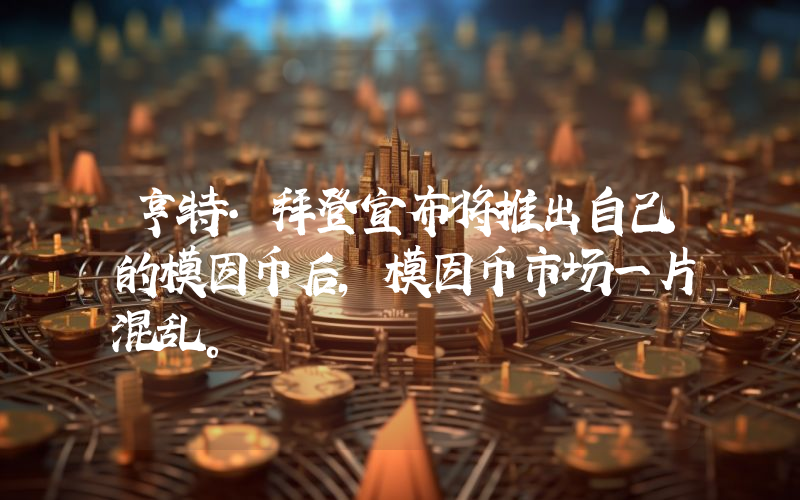 亨特·拜登宣布将推出自己的模因币后，模因币市场一片混乱。