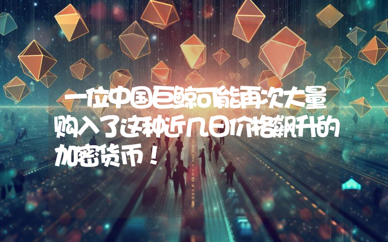 一位中国巨鲸可能再次大量购入了这种近几日价格飙升的加密货币！