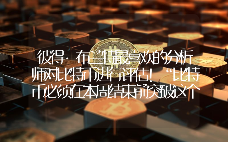 彼得·布兰特最喜欢的分析师对比特币进行评估！“比特币必须在本周结束前突破这个水平”