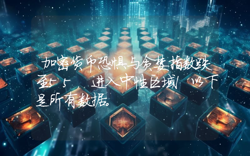 加密货币恐惧与贪婪指数跌至55，进入中性区域！以下是所有数据。