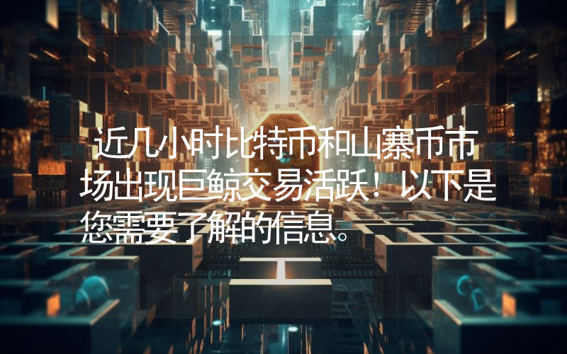 近几小时比特币和山寨币市场出现巨鲸交易活跃！以下是您需要了解的信息。