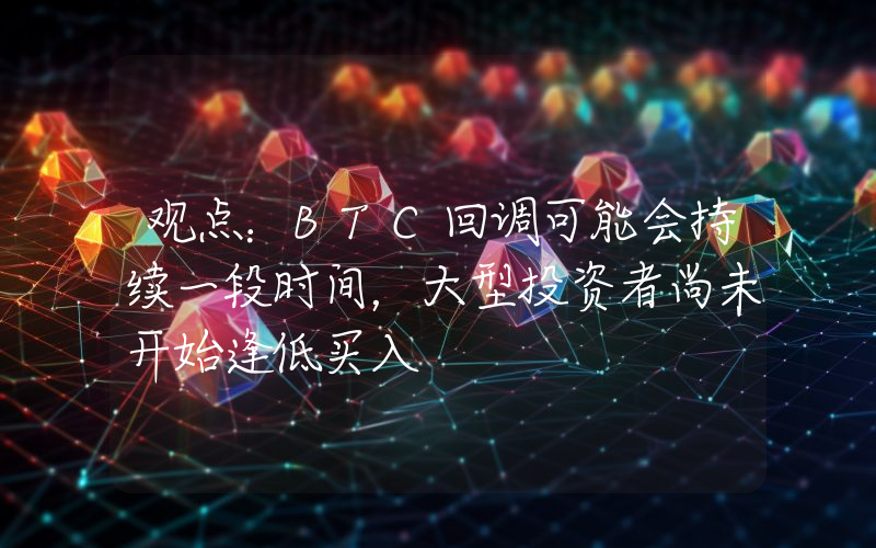 观点:BTC回调可能会持续一段时间,大型投资者尚未开始逢低买入