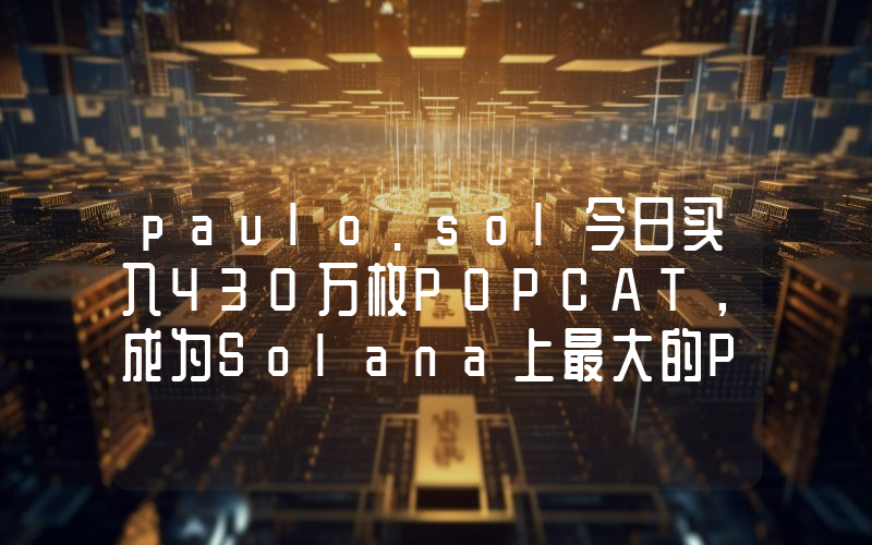 paulo.sol今日买入430万枚POPCAT,成为Solana上最大的PUPS持有者