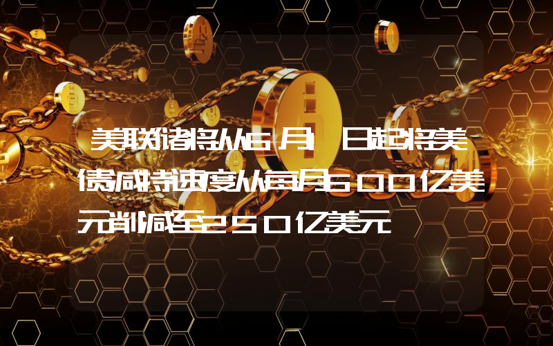 美联储将从6月1日起将美债减持速度从每月600亿美元削减至250亿美元