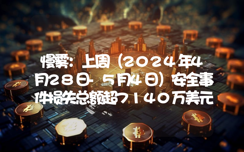 慢雾:上周(2024年4月28日-5月4日)安全事件损失总额超7140万美元