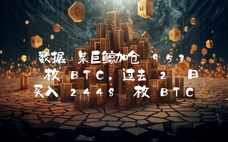 数据:某巨鲸加仓 953 枚 BTC,过去 2 日买入 2448 枚 BTC