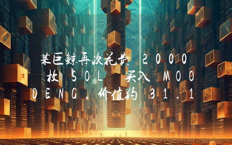 某巨鲸再次花费 2000 枚 SOL 买入 MOODENG,价值约 31.1 万美元