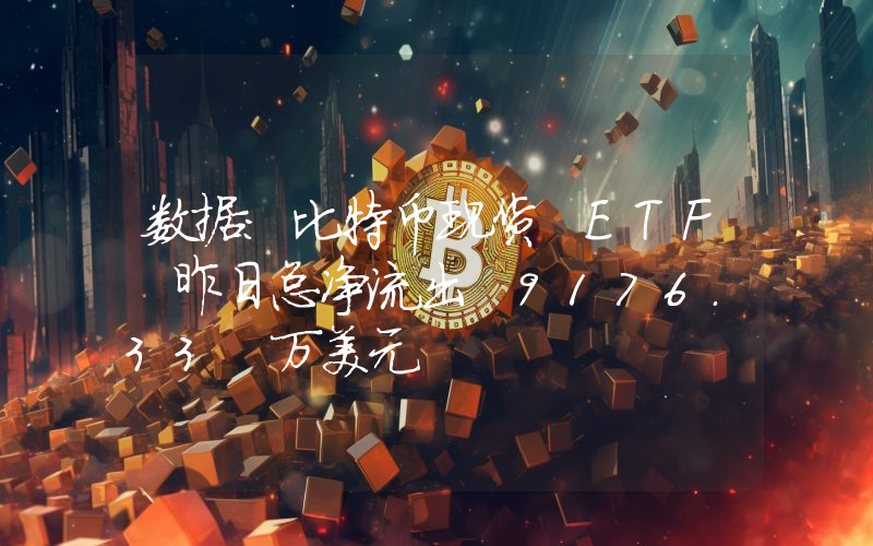 数据:比特币现货 ETF 昨日总净流出 9176.33 万美元