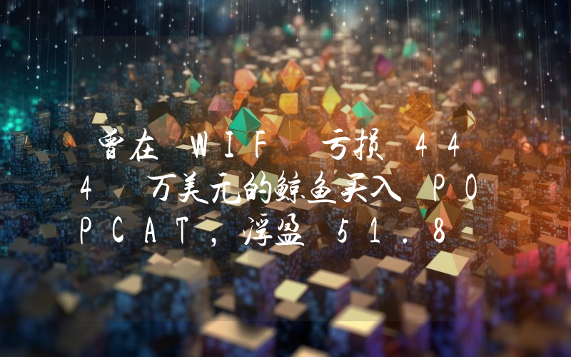 曾在 WIF 亏损 444 万美元的鲸鱼买入 POPCAT,浮盈 51.8 万美元