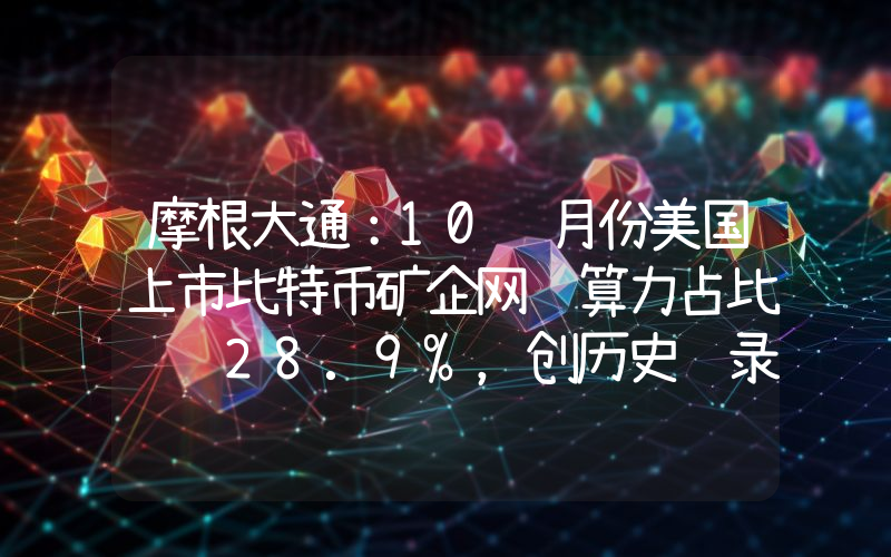 摩根大通:10 月份美国上市比特币矿企网络算力占比达 28.9%,创历史纪录