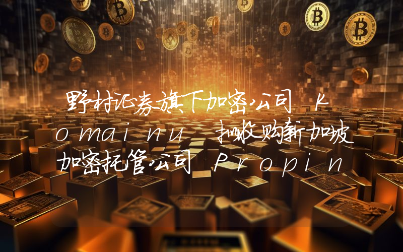 野村证券旗下加密公司 Komainu 拟收购新加坡加密托管公司 Propine
