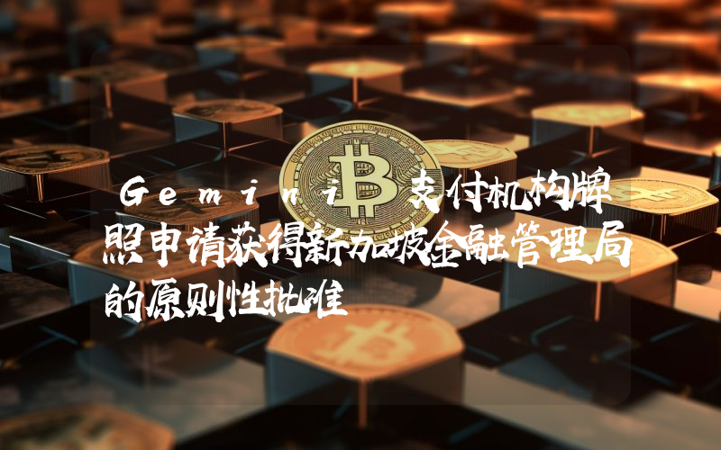 Gemini 支付机构牌照申请获得新加坡金融管理局的原则性批准