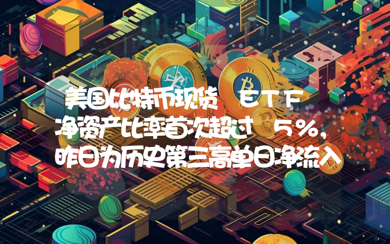 美国比特币现货 ETF 净资产比率首次超过 5%,昨日为历史第三高单日净流入