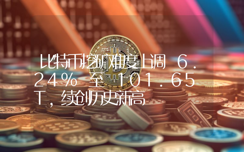比特币挖矿难度上调 6.24% 至 101.65 T,续创历史新高