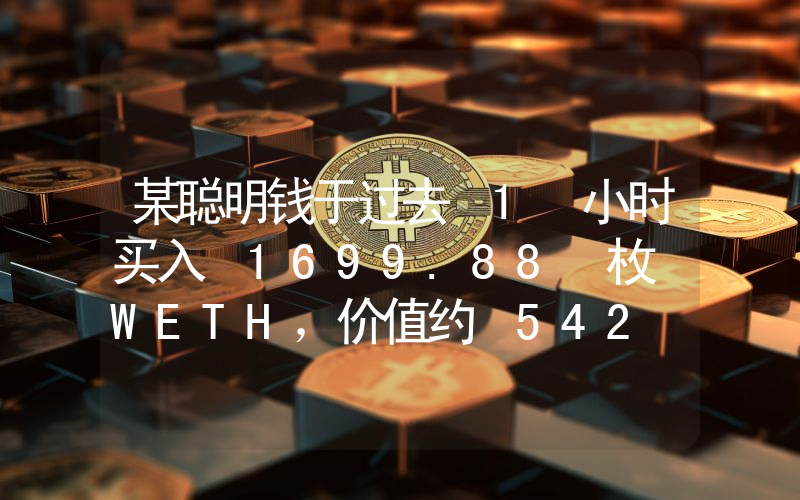 某聪明钱于过去 1 小时买入 1699.88 枚 WETH,价值约 542 万美元