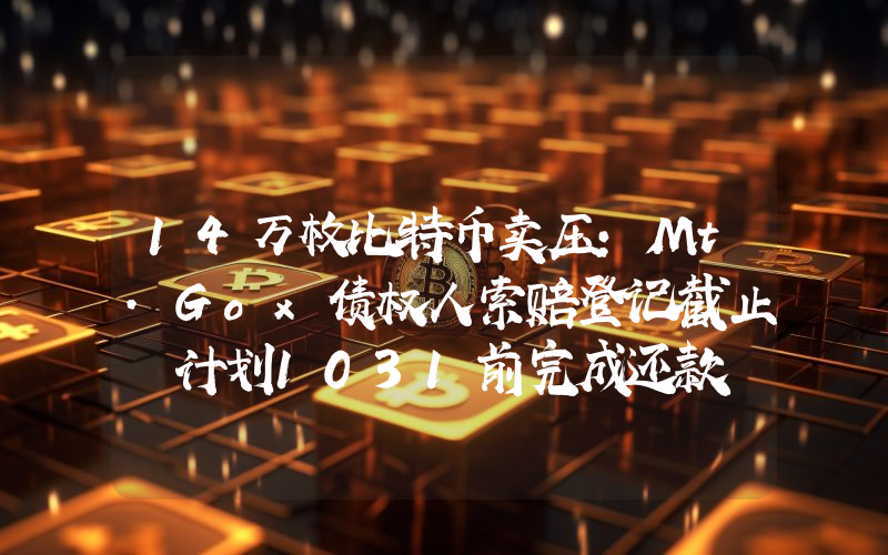 14万枚比特币卖压：Mt.Gox债权人索赔登记截止 计划1031前完成还款