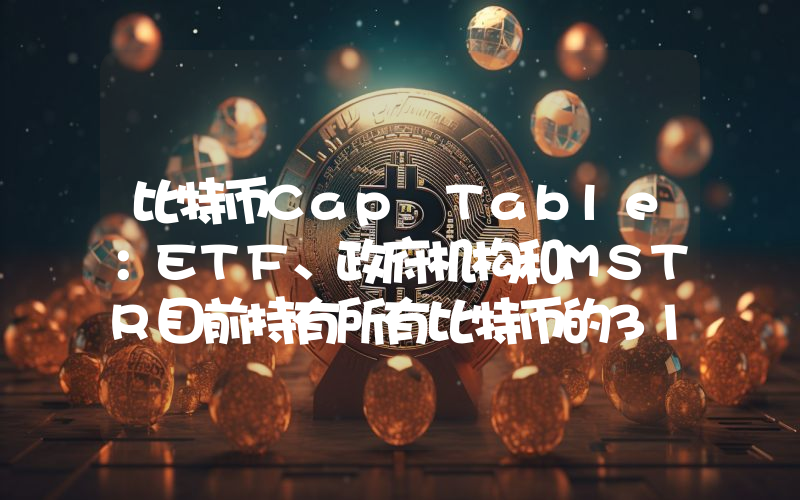 比特币Cap Table:ETF、政府机构和MSTR目前持有所有比特币的31%