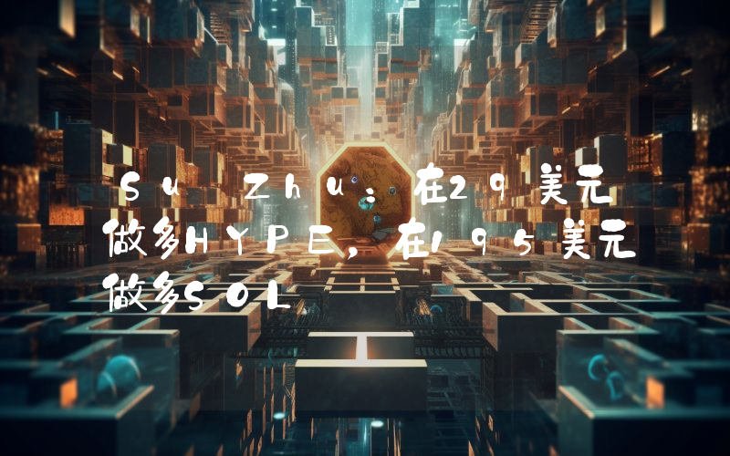 Su Zhu:在29美元做多HYPE,在195美元做多SOL
