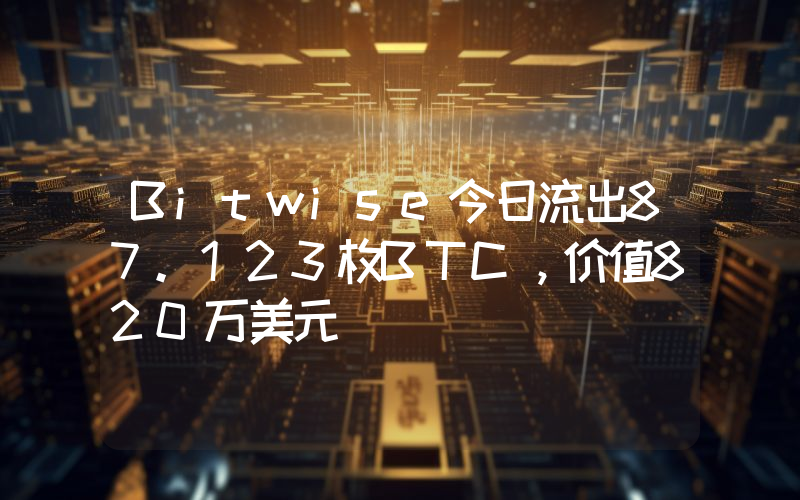 Bitwise今日流出87.123枚BTC,价值820万美元