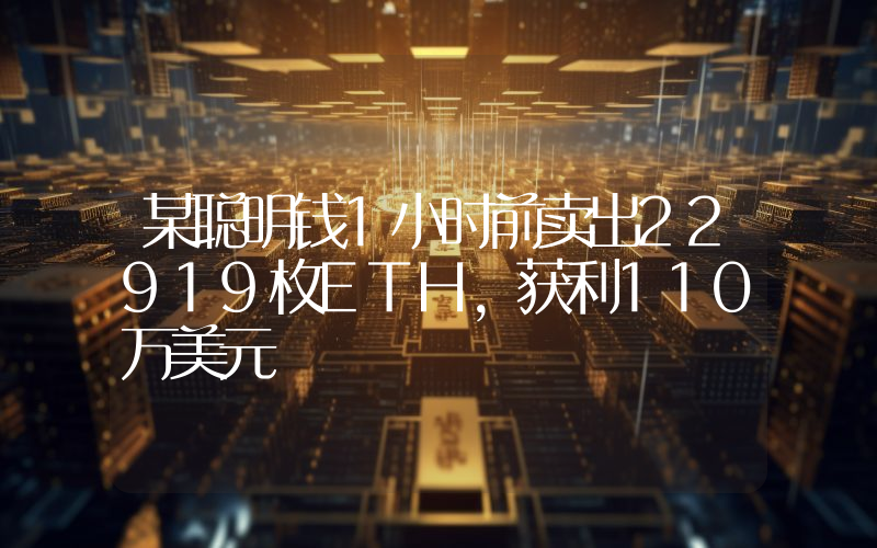 某聪明钱1小时前卖出22919枚ETH,获利110万美元