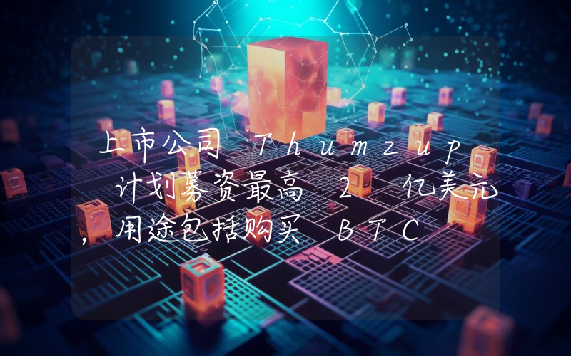 上市公司 Thumzup 计划募资最高 2 亿美元，用途包括购买 BTC
