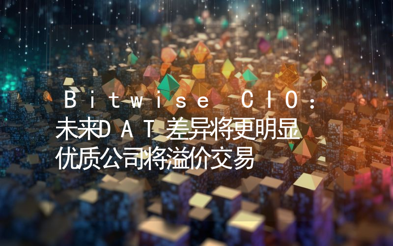 Bitwise CIO：未来DAT差异将更明显  优质公司将溢价交易