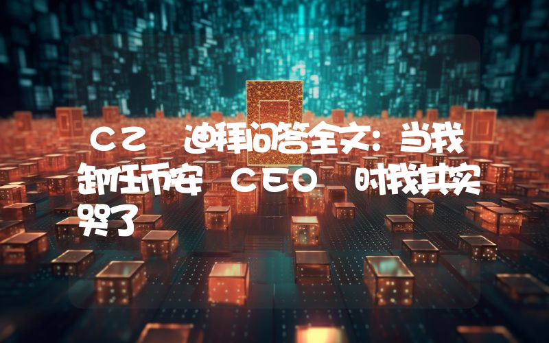 CZ 迪拜问答全文：当我卸任币安 CEO 时我其实哭了