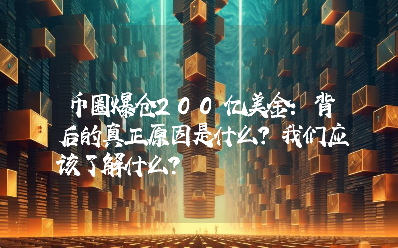 币圈爆仓200亿美金:背后的真正原因是什么?我们应该了解什么?